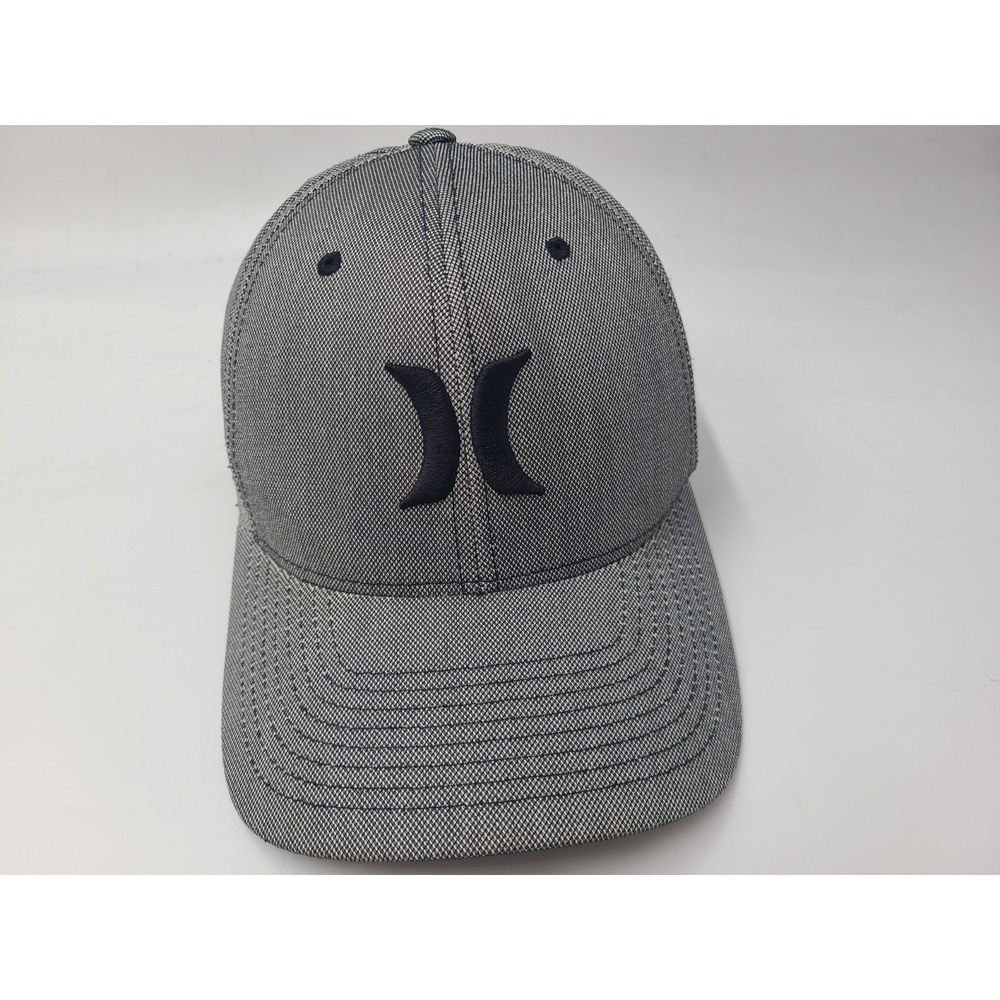 Hurley Flex Fitted (Seems M-L) Hat Cap Surf Skate Skateboard Logo Men Gray Black